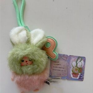 Super Mini Plush Bunny Charm Bag Charm - Letter P - Baby Three